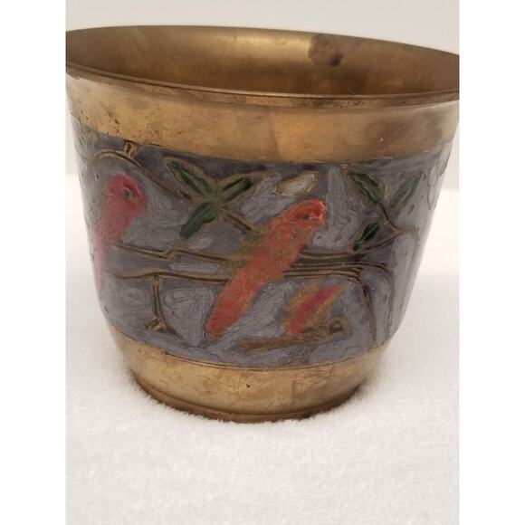 Penco Industries Inc Made in India brass blue inlay w/parrots item498 - Picture 4 of 9